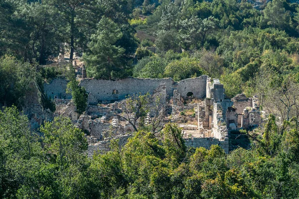Vista Del Valle Con Las Ruinas Antigua Ciudad Olympos Turquía — Foto de Stock