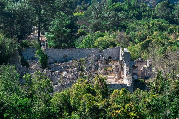 Vista Aérea Del Valle Con Las Ruinas Antigua Ciudad Olympos — Foto de Stock