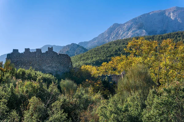 Ruinas Del Antiguo Castillo Gedelme Kalesi Valle Las Montañas Tauro — Foto de Stock