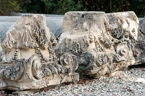 Details Antique Columns Stacked Archaeological Site Myra Turkey — Fotografia de Stock