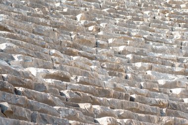 old stone tribunes of ruined ancient theater in Myra, Turkey