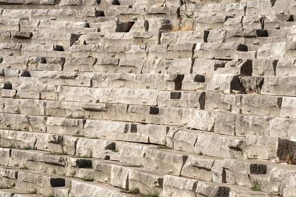 Old Stone Tribunes Ruined Ancient Theater Myra Turkey — Foto de Stock