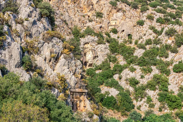 Necrópolis Con Tumbas Talladas Rocas Myra Lycian Demre Turquía — Foto de Stock