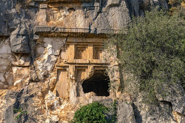 Ancient Antique Tomb Carved Rock Myra Lycia — Foto de Stock