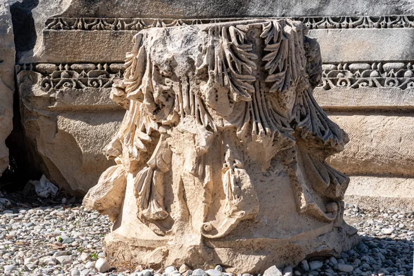 Details Antique Column Stacked Archaeological Site Myra Turkey — Fotografia de Stock