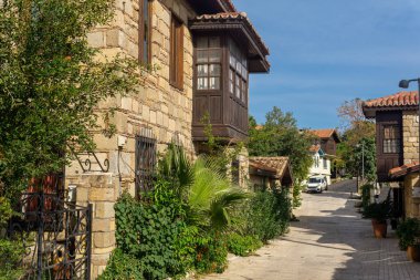Türkiye 'nin Manavgat ilçesinin tarihi bölgesinde eski evler