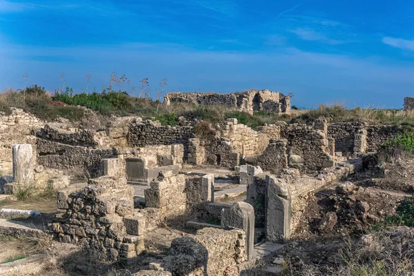 Túlburjánzott Romjai Épületek Ősi Város Side Közelében Modern Manavgat Törökország — Stock Fotó