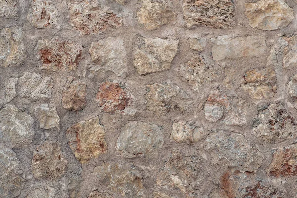 Tło Tekstura Szorstki Mur Dzikiego Kamienia Zaprawy — Zdjęcie stockowe