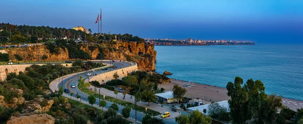 Antalya Turchia Novembre 2021 Vista Panoramica Serale Sulla Costa Con — Foto Stock
