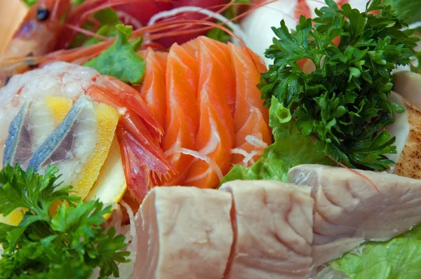 Seafood. Sushi, sashimi and rolls — Stock Photo, Image