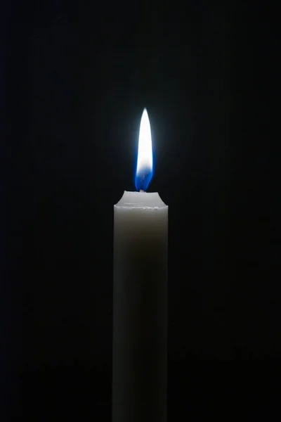 One Candle Light Darkness Black Room — Stock Photo, Image