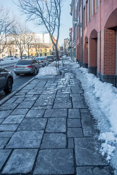 Street Quebec Old City Winter Overcast Day — Stock Photo, Image