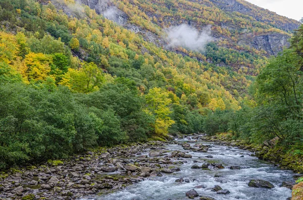 Widok Górską Rzekę Norwegia — Zdjęcie stockowe