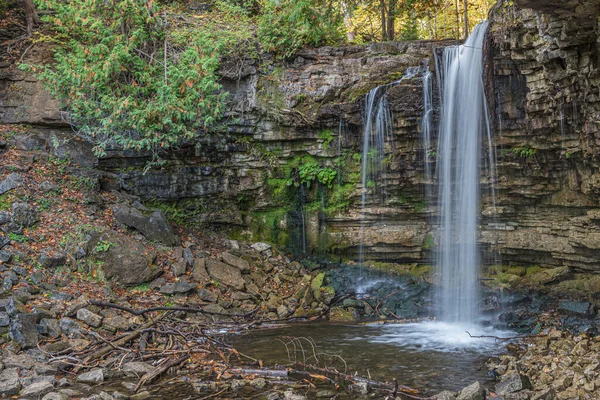 Cascata Nel Parco Hilton Falls Giorno Autunno — Foto Stock