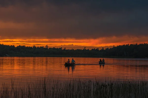 Coucher Soleil Dessus Lac Forestier Dans Parc Lac Grundy Canada — Photo