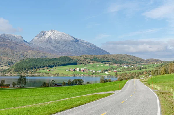 Strada Norvegia Highland Tempo Caduta — Foto Stock