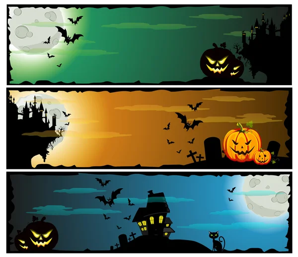 Halloween bannery, set — Stockový vektor