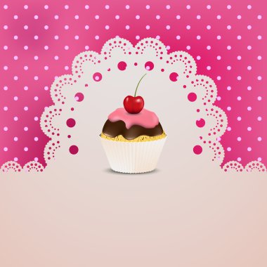 Cupcake with pink creme clipart