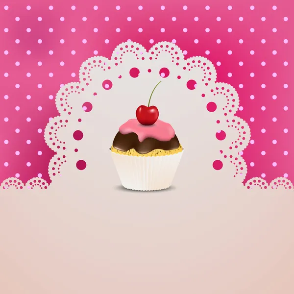 Cupcake con crema rosa — Vector de stock