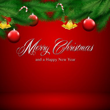 Noel kartı kırmızı arka plan ile
