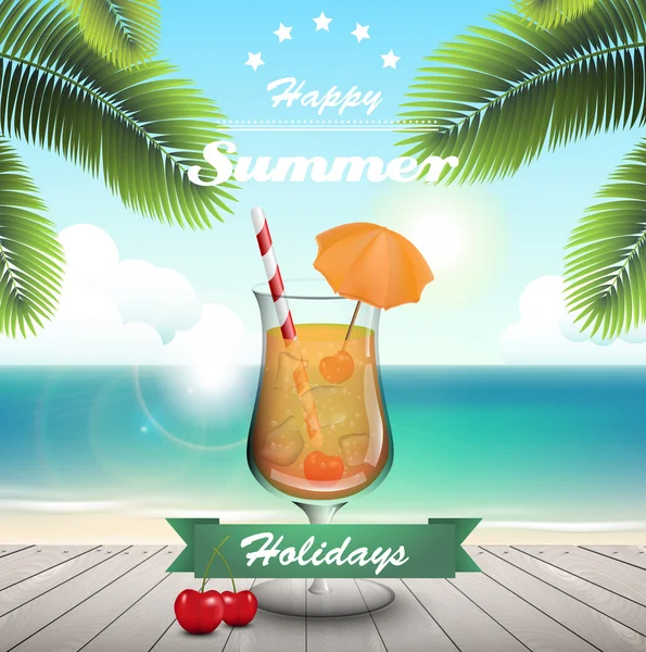 Summer cocktail — Stock Vector