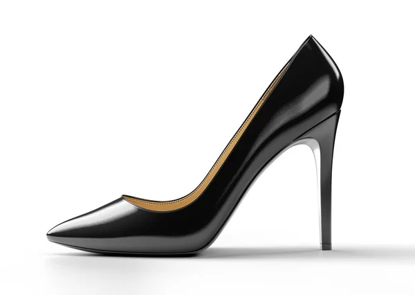 Sapatos femininos pretos isolados no fundo branco. Ilustração de renderização 3D. — Fotografia de Stock