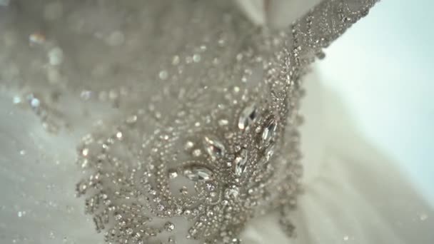Wedding dress decorated with stones — Video Stock