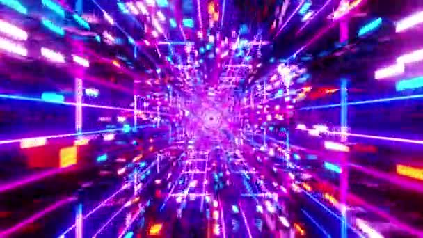 Vj Loop Blue Neon Disco Tunnel 003 — Stock video
