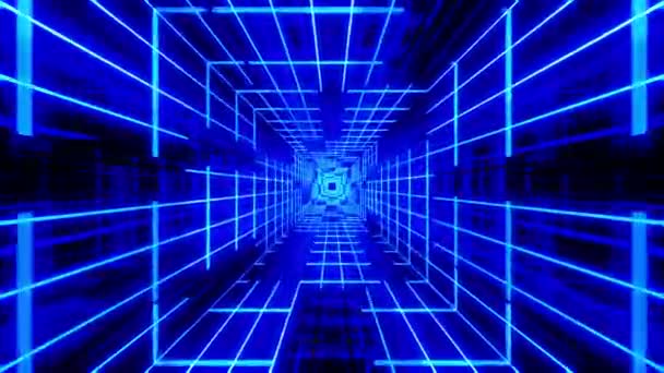 Vj Loop Blue Neon Tunnel 001 — Stock video