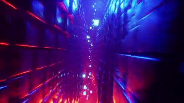 Fliegen durch einen futuristischen Tunnel mit Neonlicht. Schleifenanimation 002 — Stockvideo