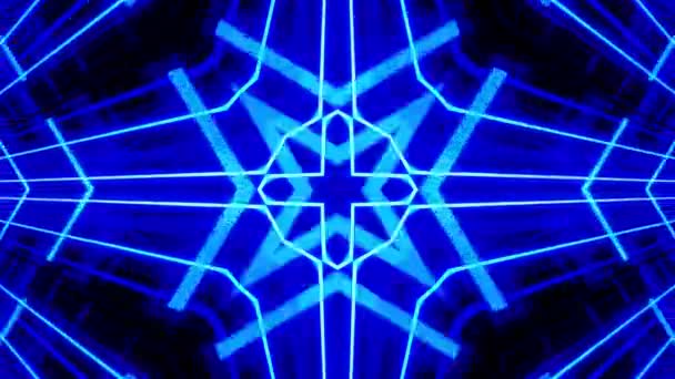 Vj Loop Blaues Neon Kaleidoskop 006 — Stockvideo