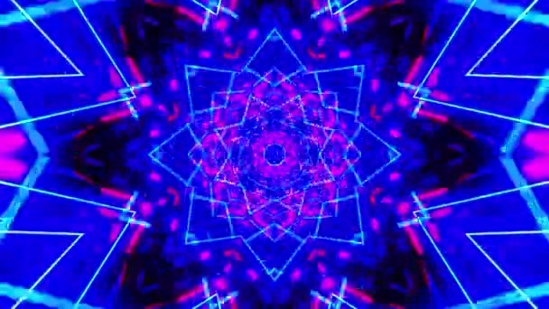 Vj Loop Blue Red Neon kaleidoscope 008 — Stok Video