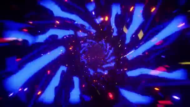 환상적 인 선 이 있는 푸른 터널. 물없는 동공성 애니메이션 001 — 비디오