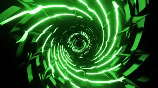Зеленый туннель с гипнотическими линиями. Бесшовная петельная анимация — стоковое видео