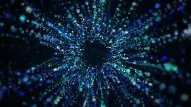 Absztrakt háttér sötétkék mozgási részecskékkel. Körkörös animáció. — Stock videók
