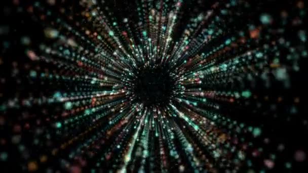 Tunnel des Cyberspace mit Teilchen und digitalen Daten. Looping-Animation. — Stockvideo