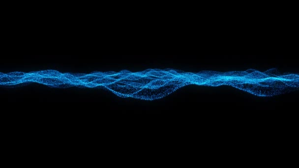数字蓝色粒子波与光运动抽象背景 — 图库视频影像