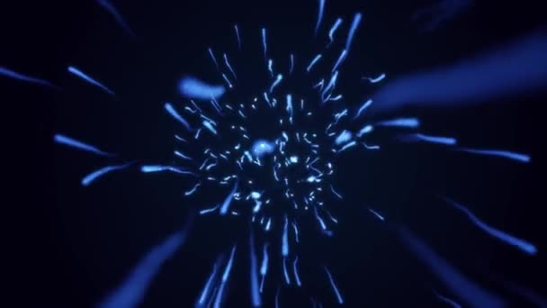 Teilchen in Form von Spermien fliegen auf blauem Hintergrund. Nahtlose Loopinganimation. — Stockvideo