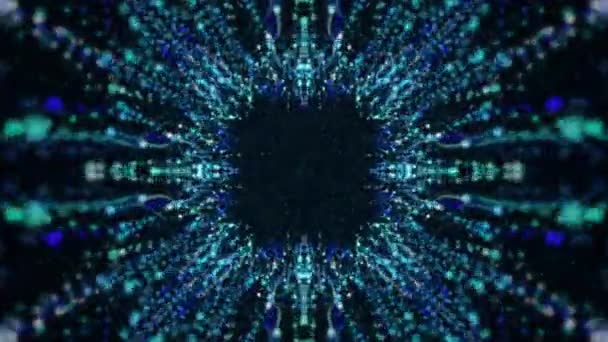 Vj hurok kék neon kaleidoszkóp. Zökkenőmentes animáció. — Stock videók