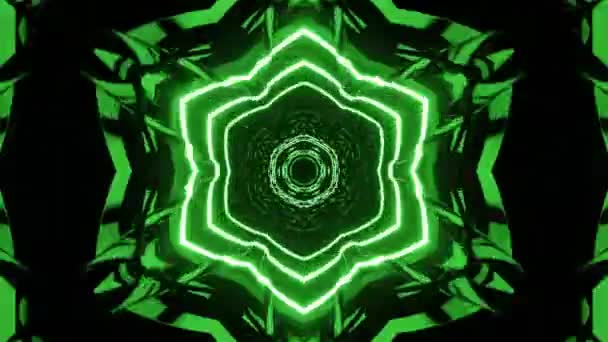 그린 블루 네온 칼 리도 스코프 (Green Neon kaleidoscope). 바다없는 애니메이션. — 비디오