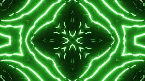 Vj Loop Green Neon kaleidoscope 。无缝化动画. — 图库视频影像