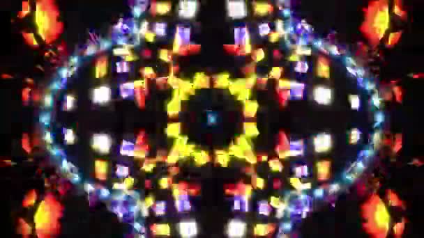 Vj Loop Disco Ball Neon Caleidoscopio. Animación sin fisuras. — Vídeos de Stock