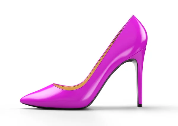 Sapatos de mulher violeta em um fundo branco. Ilustração de renderização 3D. — Fotografia de Stock