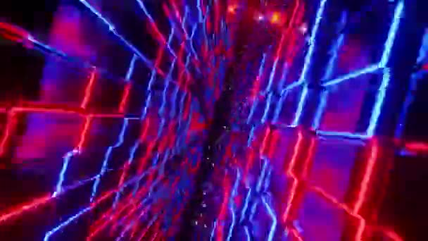 Voler à travers un tunnel de cubes lumineux. Animation en boucle infinie. — Video