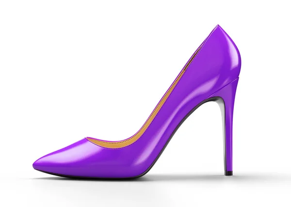 Beyaz arka planda Violet 'in kadın ayakkabıları. 3B resimleme.