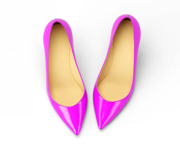 Un par de zapatos de mujer morados, vista superior. Ilustración de representación 3D. — Foto de Stock