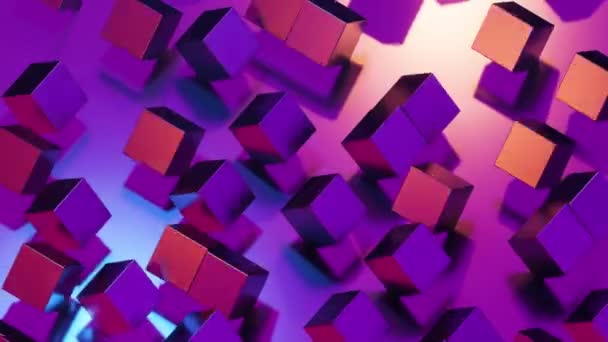 Metal cubes roll on the surface. Infinitely looped animation. — Stock Video