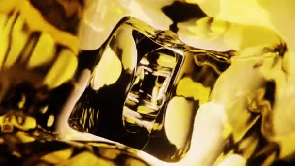 Goldene metallische Flüssigkeit, die in der Schwerelosigkeit fließt. Animation in Endlosschleife. — Stockvideo