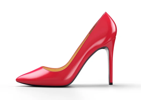 Red womens shoes on a white background. 3D rendering illustration.