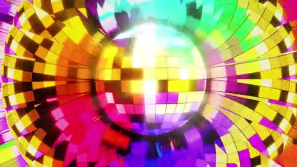 Bola Disco Sobre Fondo Multicolor Brillante Animación Bucle Infinito — Vídeo de stock